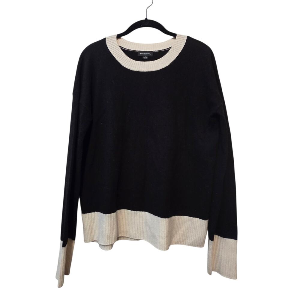 Summersalt The Coziest Cashmere Blend Crewneck‎ Sweater Womens SM Black Ivory